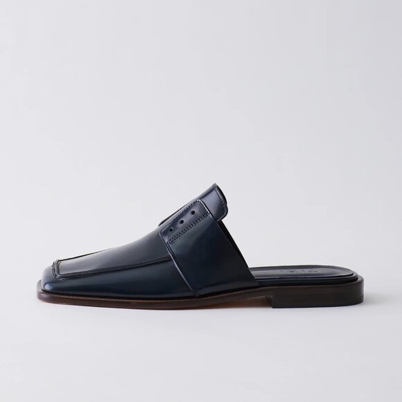 Tibi Pedro Slide Square Toe Loafer, Navy, - Picture 1 of 8